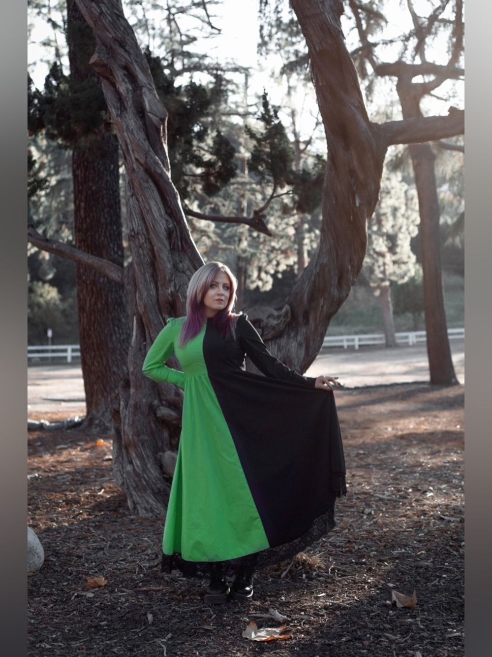 Lively Ghosts Two-Tone Green & Black Long Sleeve Maxi Dress plus size 2XL NWT - Picture 3 of 14